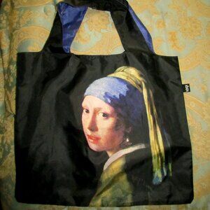 "GIRL WITH A PEARL EARRING" BAG, ART by VERMEER on LOQI TOTE BAG w ZIP POUCH NEW